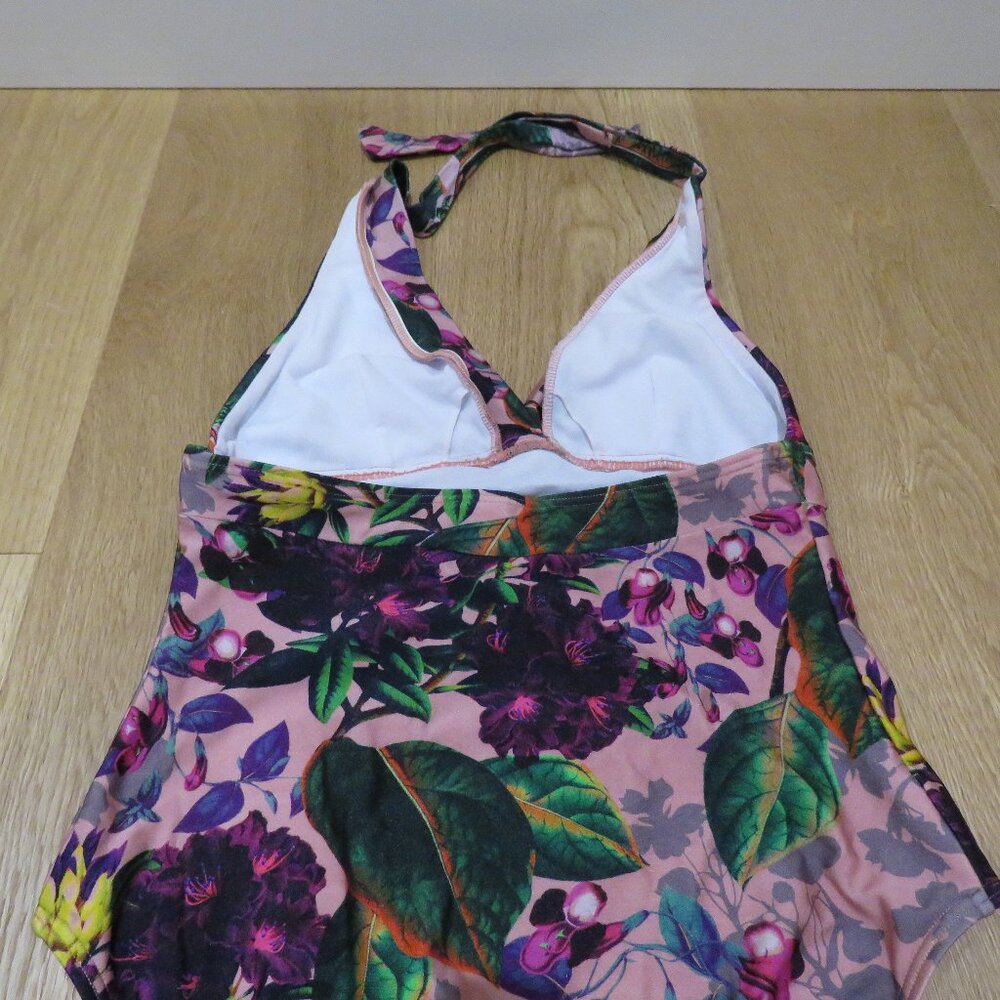 BETTY'S BEACH BUNGALOW Floral Halter Neck One Piece Swimsuit Size 10 Pink Purple - Picture 8 of 12